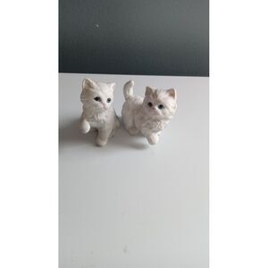 Vintage White Persian Cat Ceramic Figurines Set Collectible Home Decor Ornaments